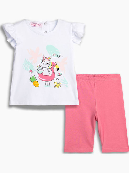 Funky Παιδικό Σετ με Κολάν Λευκό, Barbie Pink 2τμχ Funky Παιδικό Σετ με Κολάν Λευκό, Barbie Pink 2τμχ