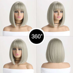 Women's Synthetic Blonde Straight Bob Wig with Bangs