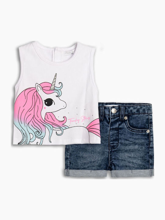 Funky Kids Set with Shorts White/Blue 2 Pieces