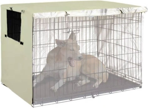 Haustierkistenabdeckung Oxford-Gewebe Outdoor-Möbelabdeckung Wasserdichte Sonnenschutzabdeckung Größe 109x74x76cm Beige