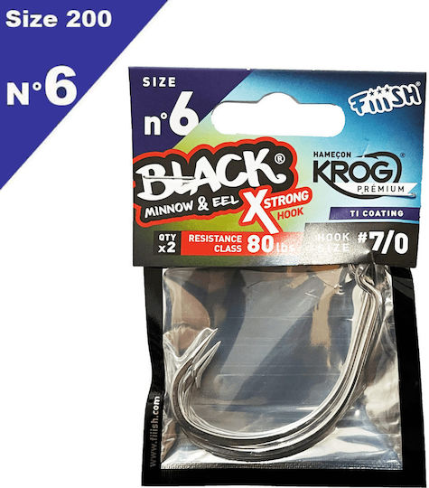 Fiiish Black Minnow Silicone Hooks Krog #6 X-strong 200mm Bm1611
