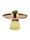 Round Central Coffee Table Glass Green Gold M76xP76xH43.5cm