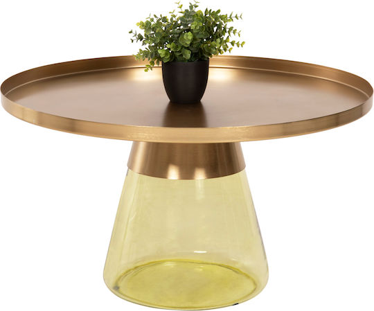 Round Central Coffee Table Glass Green Gold M76xP76xH43.5cm