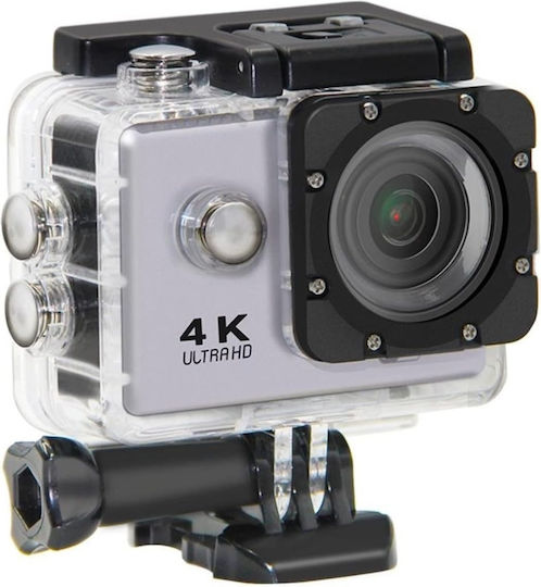 Action Camera 4K Ultra HD Underwater (with Case) with Screen and Wi-Fi Gray