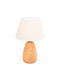 Freebox Holz Tischlampe mit Beige Schirm und Basis