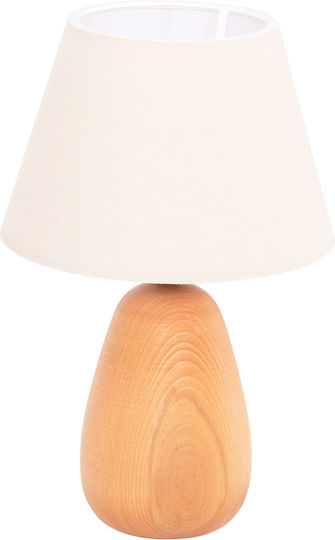 Freebox Wood Table Lamp with Beige Shade and Base
