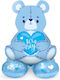 Baby Birth Foil Balloon Jumbo with Stand Bear Boy 72cm