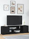 TV Stand Wooden Black Oak L188.5xW41xH50cm