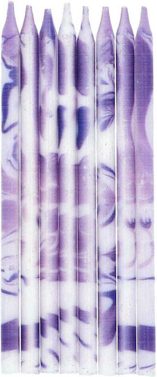 Κεριά Marble Purple 10 Εκ 24 Τεμ