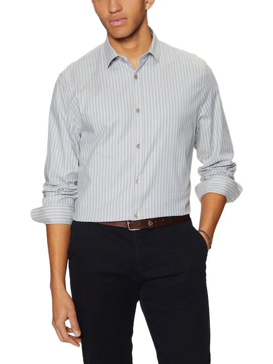 Guess Bumbac Cămașă White-sky blue