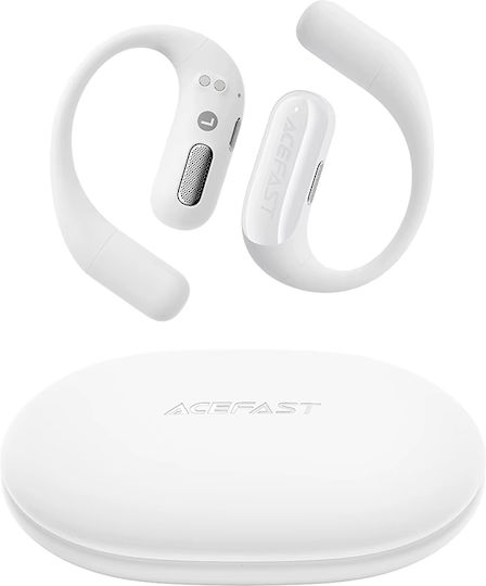 Acefast FA002 Air Open Ear Bluetooth Handsfree Ακουστικά με Αντοχή στον Ιδρώτα και Θήκη Φόρτισης Λευκά