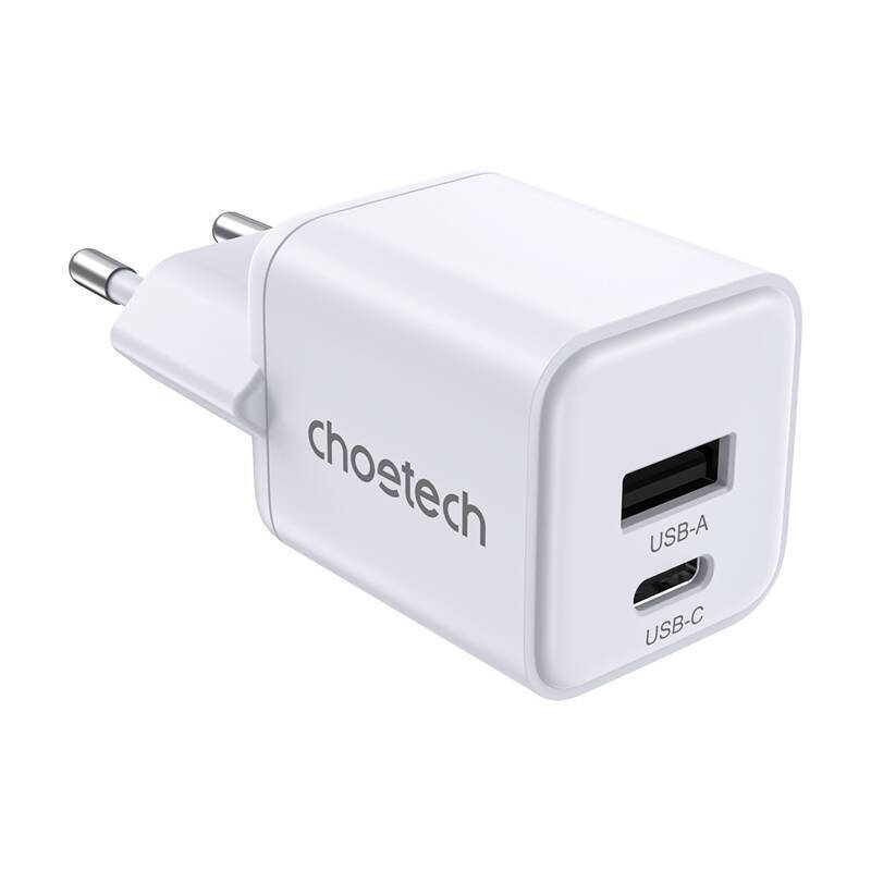 Φορτιστής τοίχου Choetech PD30W Διπλές θύρες 1C1A (Λευκό)