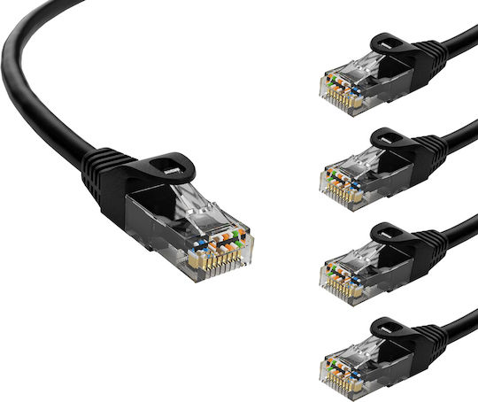 Powertech U/UTP Kat.6 Ethernet Netzwerkkabel 1m Schwarze 5 Stück