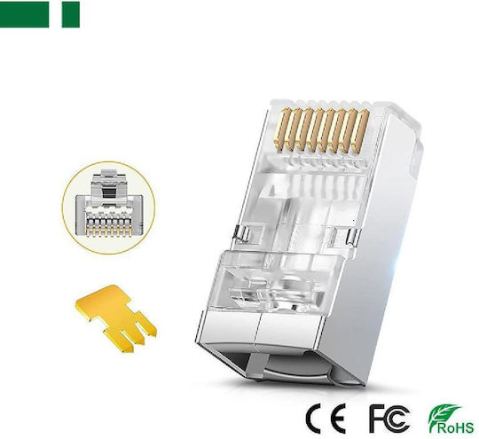 Anga Rj45 8p8c Διάτρητο Φυσάκι Ftp Cat7 Καλώδιο Μεταλλικό Επίχρυσο