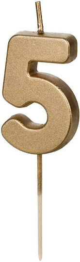 Candle Gold "5" 4.5 cm Height