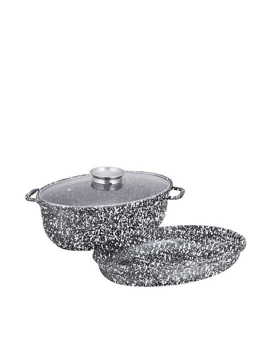 Klausberg Dutch Oven Oval Made of Aluminum with Glass Lid 38x26cm 1pcs