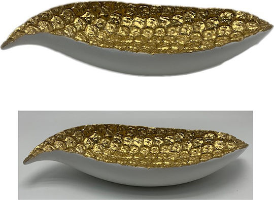 Inart Platou Decorativ Oval Polirosină Albă 1buc 45x17.5x7buc