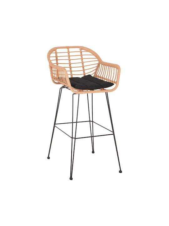 Garden Stool Bar Outdoor Rattan Beige Black 54x55x108cm