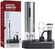 Set Deschizător Electric de Vin 5 în 1 Bază de Încărcare Aerator Tăietor de Foli Silver