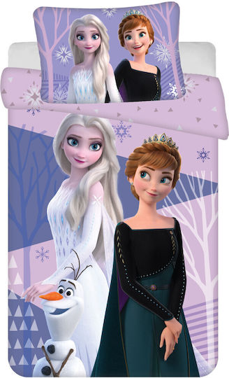 Disney Set Copertă de Pătuț cu Față de Pernă Frozen purple 100x135cm.