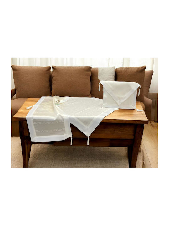 Set aus 4 Satin Jacquard Tischdecken Merano Tei...