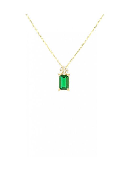 14 Karat Gold Necklace with Green Zircon