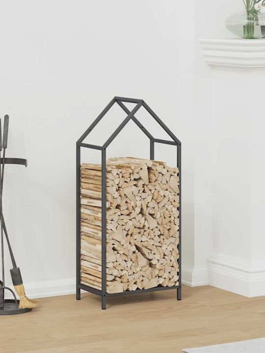 vidaXL Inox Ράφι Αποθήκευσης Ξύλων 40x25x90cm Γκρι