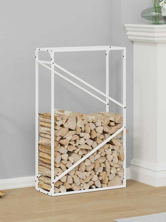 vidaXL Inox Ράφι Αποθήκευσης Ξύλων 60x25x100cm Λευκό