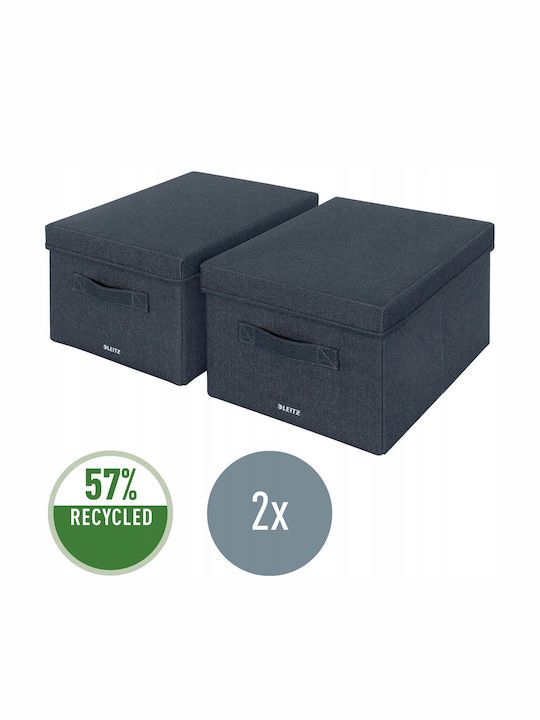 Leitz Fabric Storage Box with Lid Gray 28.5x38x20cm 2pcs