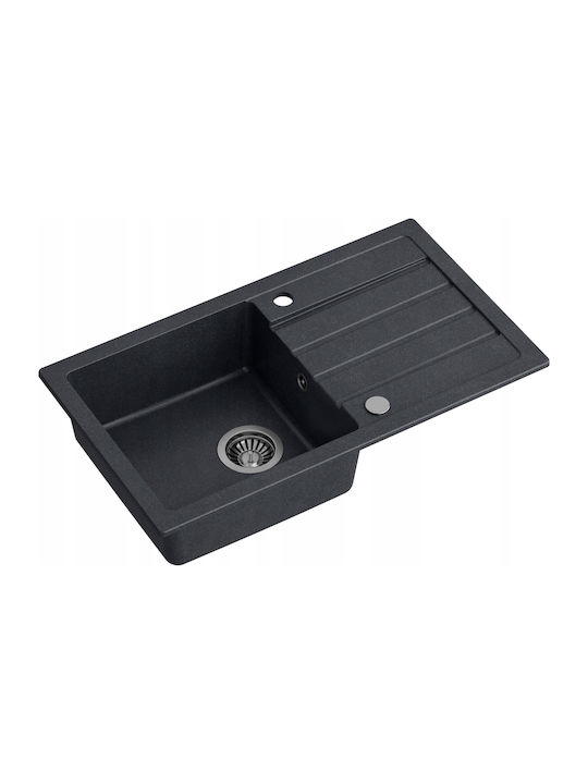 GraniteQ Drop-In Sink Synthetic Granite W77xD44cm Black