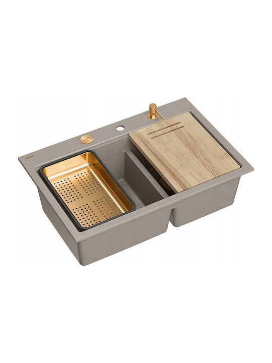 GraniteQ Drop-In Sink Synthetic Granite W76xD50...