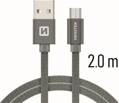 Swissten Regulär USB 2.0 auf Micro-USB-Kabel Gray 2m (71522302) 1Stück