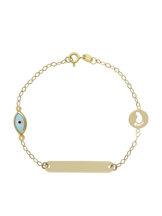 Atofio Kosmima Kids Bracelet from Gold with Crown & Evil Eye