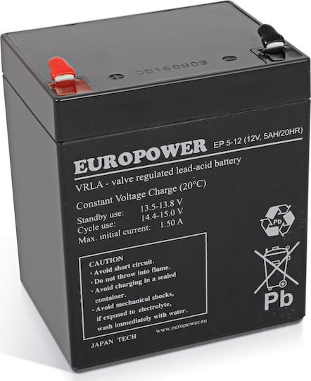 Europower Батерия UPS с Капацитет 5Ах и Напрежение 12V 1бр