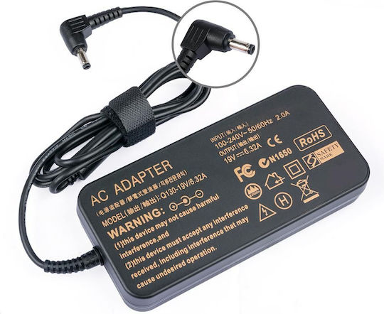 CoreParts Laptop Charger 120W 19V 6.3A for Asus with Detachable Power Cable and with plug set