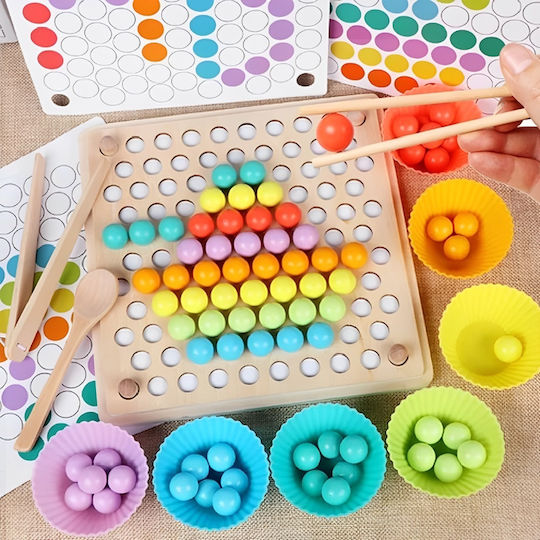 Jucărie educativă din lemn 89 de piese copii 3 ani+ Montessori 22x22 cm multicoloră