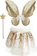 Costume Carnival Wings Gold with Sequins 3pcs