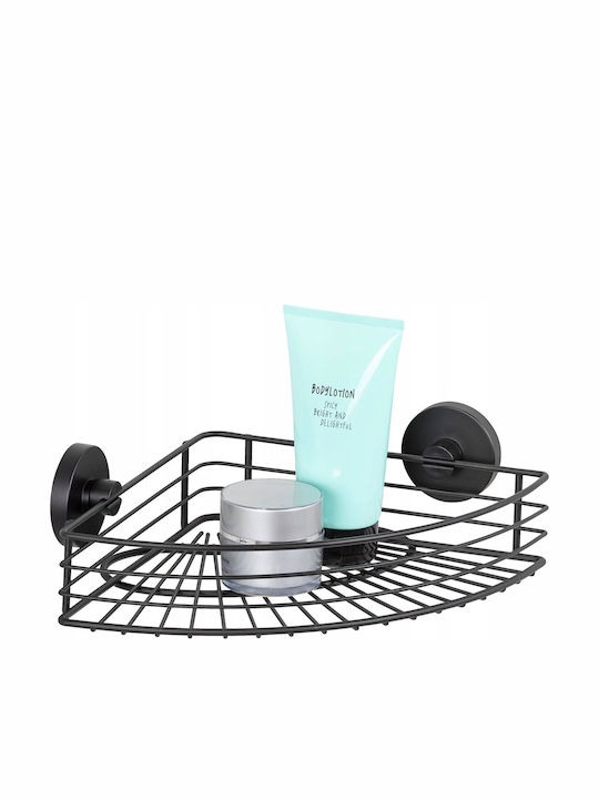 Wenko Vacuum-loc Corner Wall Mounted Bathroom Shelf Metallic 31.5x22x8.5cm Black