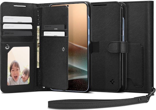 Spigen Wallet S Synthetisches Leder / Leder Schwarz (Galaxy S25+)