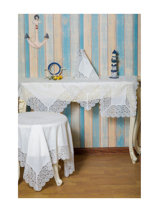Qz1600053 White Linen Embroidery Silk Lace 60% linen 40% polyester 160×220 Liolios Home
