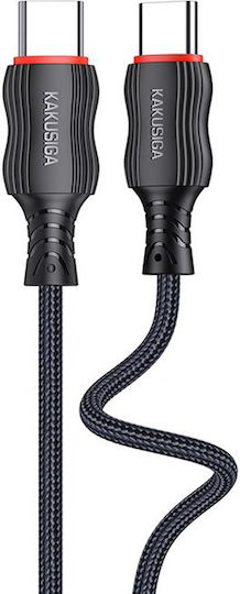 Kakusiga Braided USB 2.0 Cable USB-C male - USB-C 60W Μαύρο 2m KSC-996