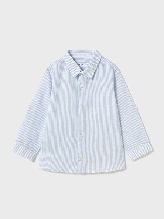 Mayoral Kids Shirt Long Sleeve Linen Blue