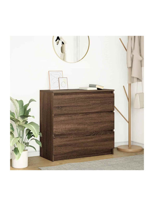 Wooden Chest of Drawers Coffee 80x35x80cm