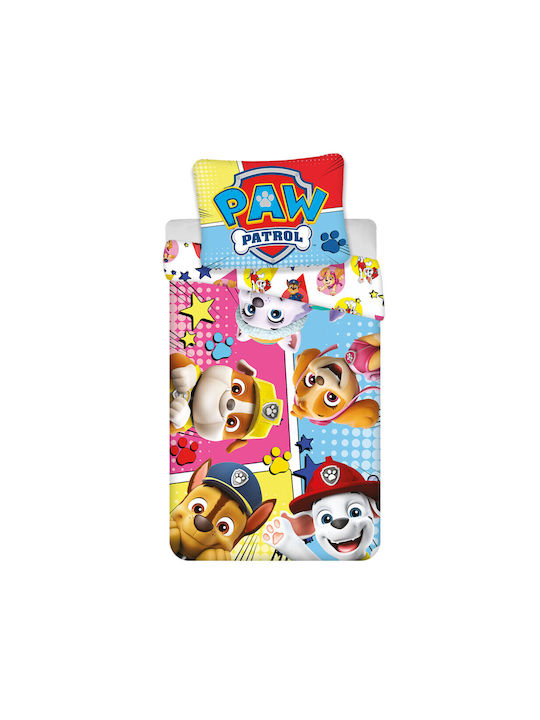Paw Patrol Set Kinderbettbezug Einzel mit Kissenbezug Baumwolle Mehrfarbig 100x135cm