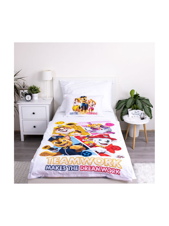Paw Patrol Set Kinderbettbezug Einzel mit Kissenbezug Baumwolle Mehrfarbig 100x135cm
