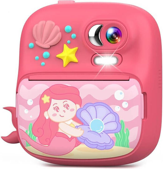 S8 Meerjungfrau Kinderkamera 12MP mit Thermodruck Optischer Zoom 16x Rosa
