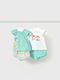 Kids' Set with Shorts Summer 4pcs White/Turquoise Mermaid Set
