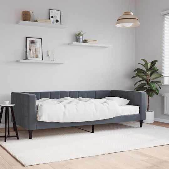 Καναπές Κρεβάτι Μονό με Στρώμα 90x190cm Σκούρο Γκρι Καναπές Κρεβάτι Μονό με Στρώμα 90x190cm Σκούρο Γκρι