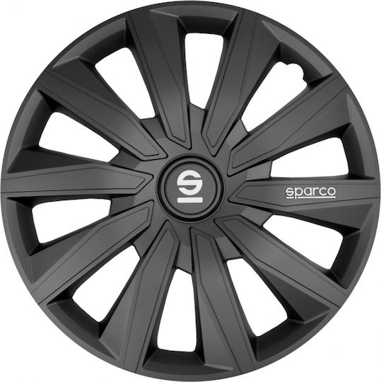 Sparco Комплект тапи за колела на автомобил 4бр 15" Черен