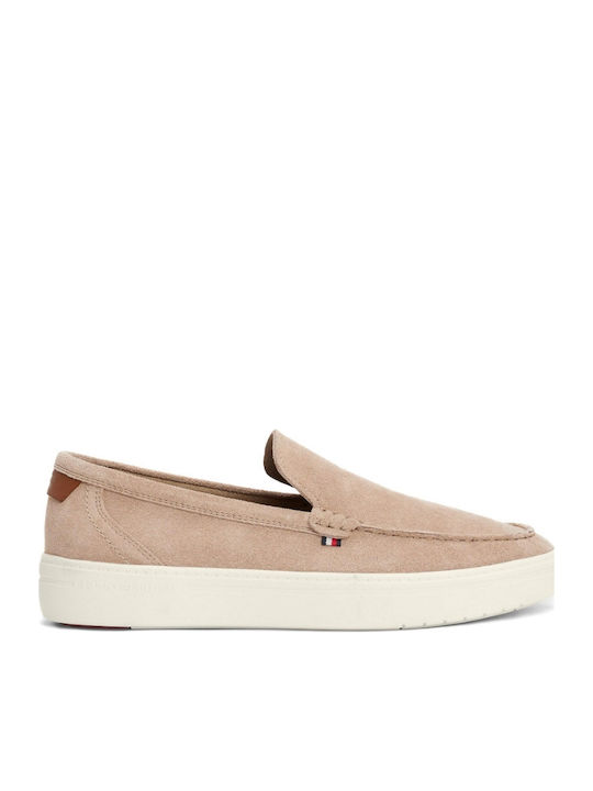 Leder Herren Slip-Ons Beige